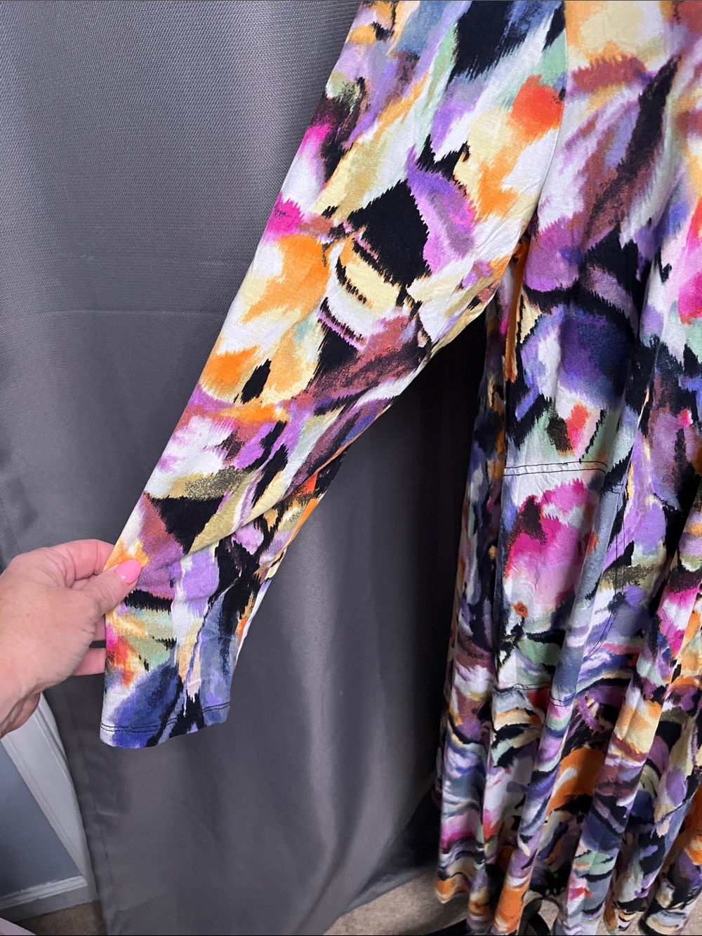 Attitudes by Renee Abstract Floral Maxi Dress - Purple, Orange, Pink - Picture 3 of 6